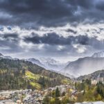 Bavarian alpine village covered in snow during early winter season