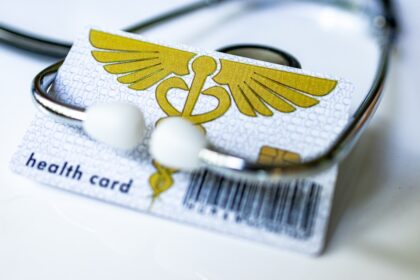 German health insurance card on euro bills symbolizing lawsuit over Bürgergeld health care costs