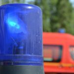 Ambulance at Oktoberfest grounds in Munich responding to medical emergency