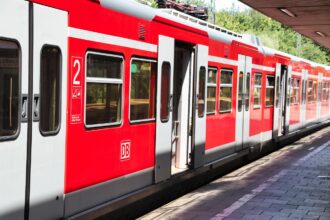 Regional train at Munich station with timetable changes announced