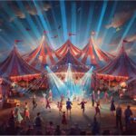 Circus Roncalli vintage train arriving at Munich Ostbahnhof with historic wagons