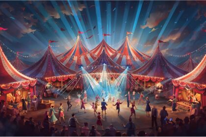 Circus Roncalli vintage train arriving at Munich Ostbahnhof with historic wagons