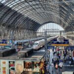 Morning rush hour with commuters at Frankfurt Central Station