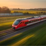 Deutsche Bahn ICE train at Berlin Hauptbahnhof under daylight
