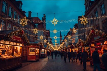 Visitors enjoying mulled wine and lights at Germany’s early Christmas markets