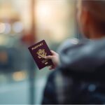Traveler uses digital self-service kiosk for EU entry-exit registration at airport