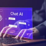 Young person using a smart speaker for advice in a modern living room