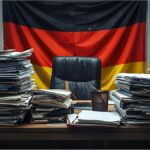 Office desk filled with paperwork symbolizing Germany’s growing bureaucracy