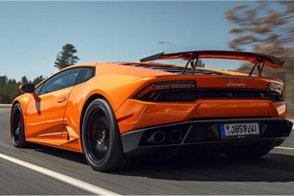 Damaged Lamborghini Huracán at accident site in Esslingen, Germany