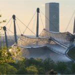 Aerial view of Munich Olympic Park and stadium as citizens vote on new Olympic bid