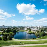 Munich Olympic Park and skyline representing debate over future Olympic bid and investments