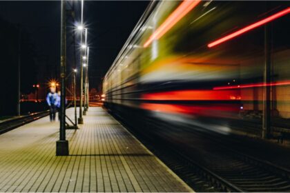 S-Bahn train arriving at Munich Hauptbahnhof underground platform