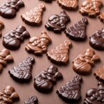 Chocolate figures on a production table in a Bavarian factory