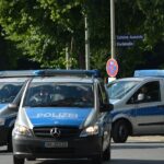 German police officers conducting traffic checks during the Roadpol Safety Week campaign