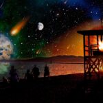 Bright supermoon and several meteors visible in the night sky over Germany in October 2025