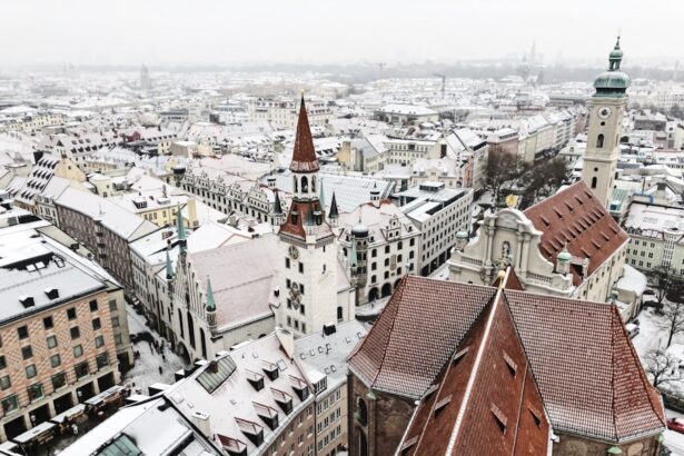 Light snowfall covering fields and low hills during an early winter cold spell in Germany.