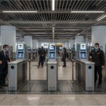 Passenger at Munich Airport using facial recognition as part of EU’s new Entry/Exit System.