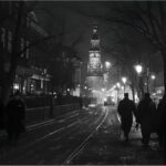 Candles and memorial plaques in Berlin during November 9 remembrance for Kristallnacht and the fall of the Wall