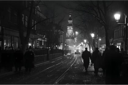 Candles and memorial plaques in Berlin during November 9 remembrance for Kristallnacht and the fall of the Wall